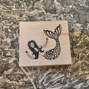 Paper Source - Playful Mermaid Rubber Stamp - EUC